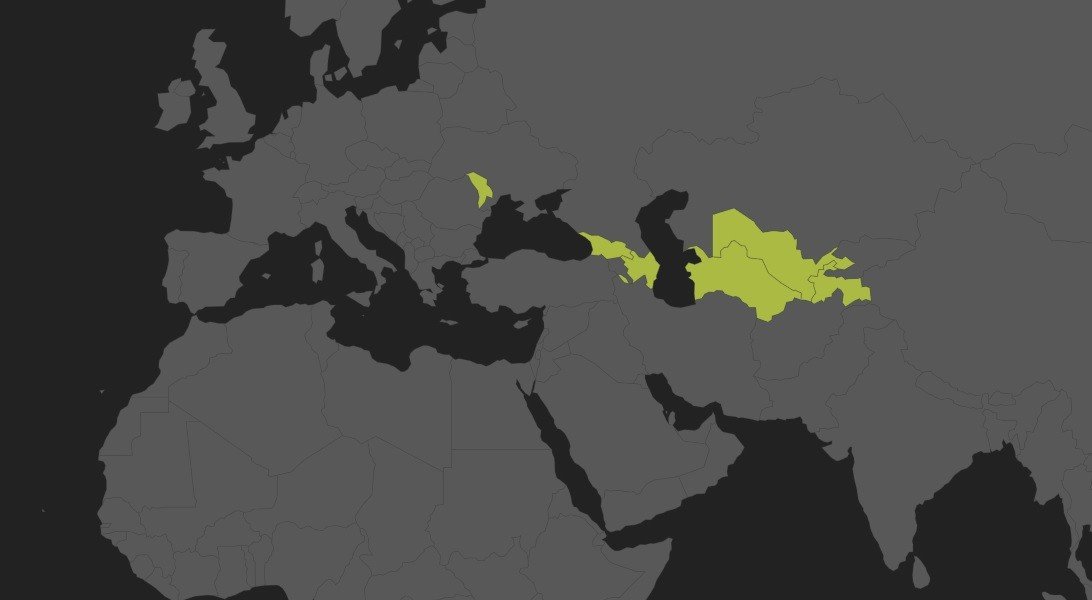 Map of regions where AMK operates — Azerbaijan, Georgia and Central Asia